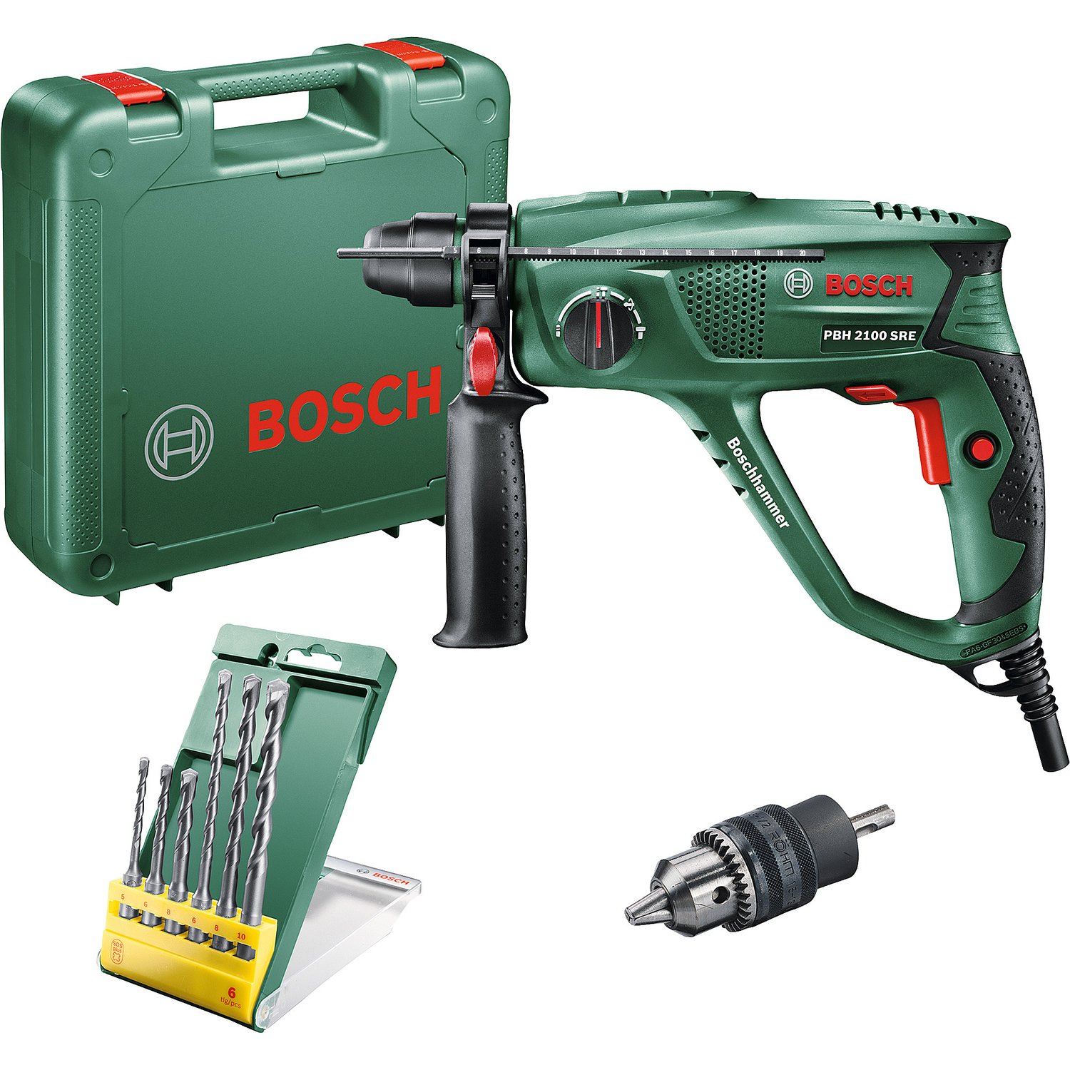 Bild 1 Bosch Bohrhammer inkl. SDS-Set und entsprechende Bohrer
